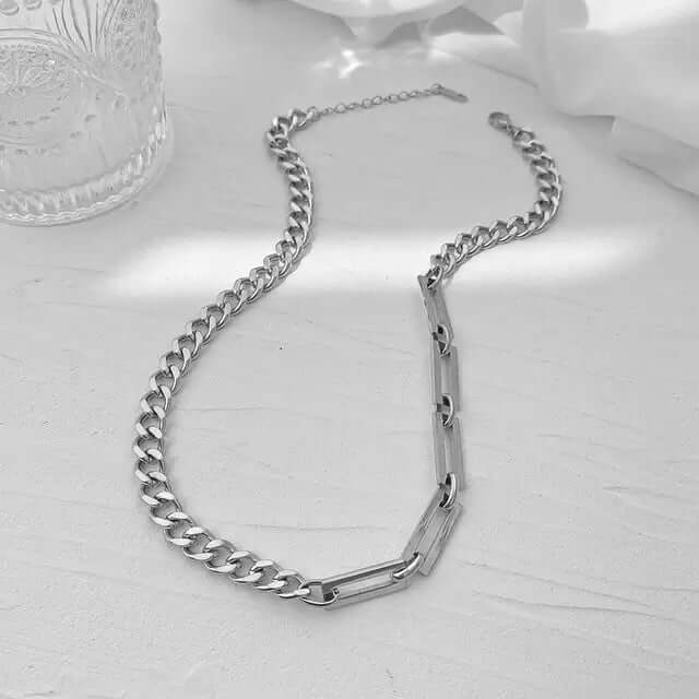 White gold figaro chain necklace