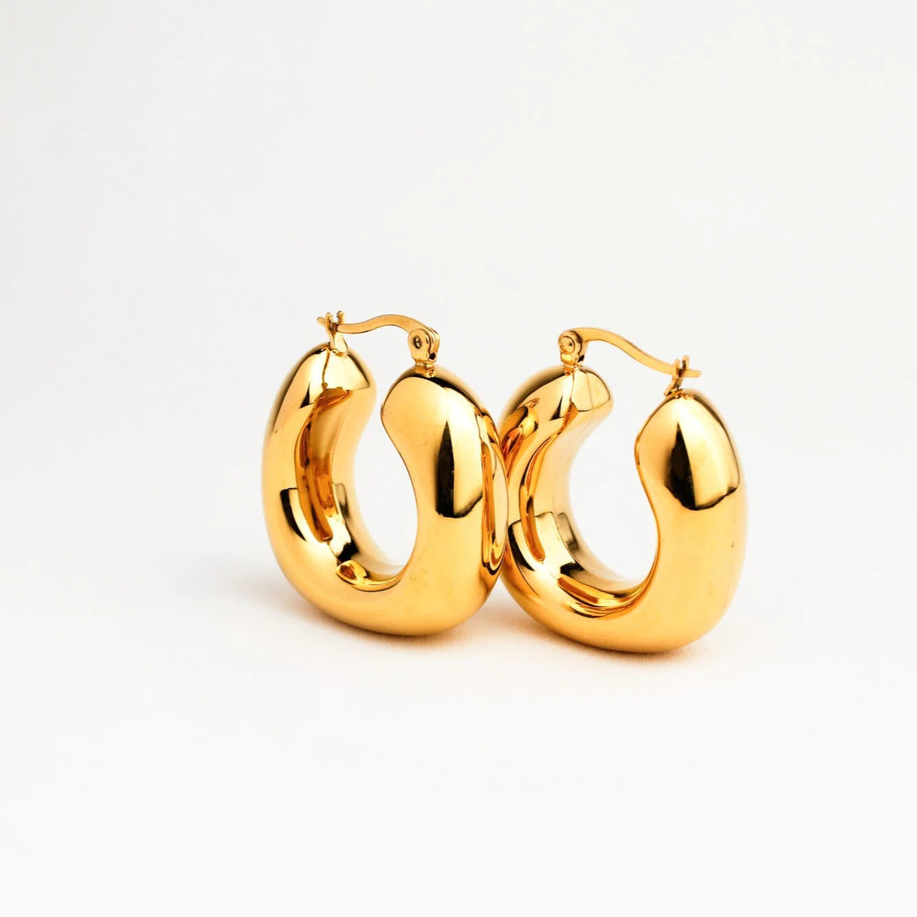 Chunky gold hoop earrings