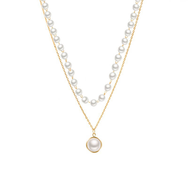 two layered chain necklace stack