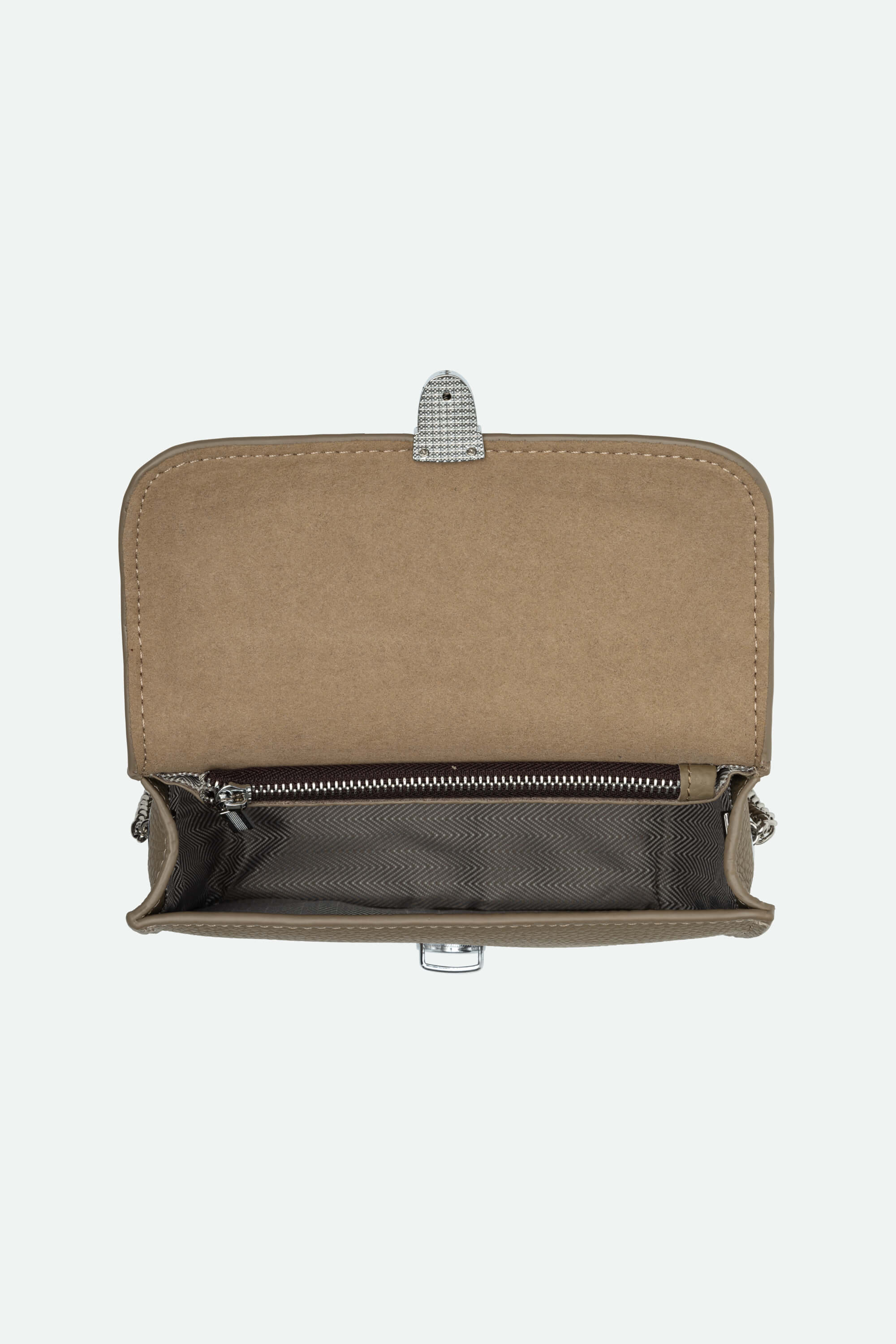Brown wallet with a zipper on a white background