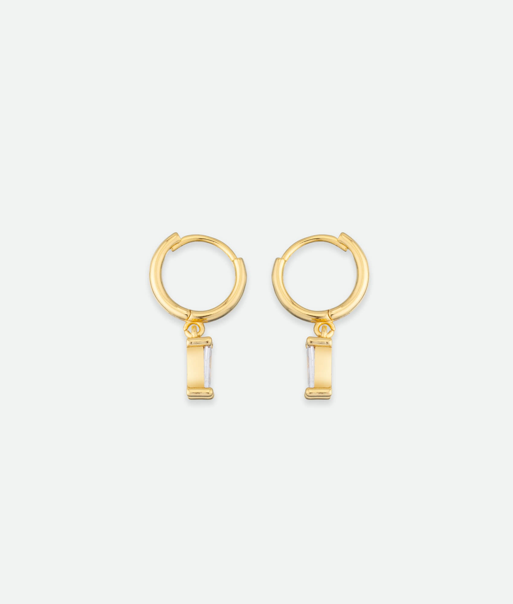 rectangle zircon earrings gold