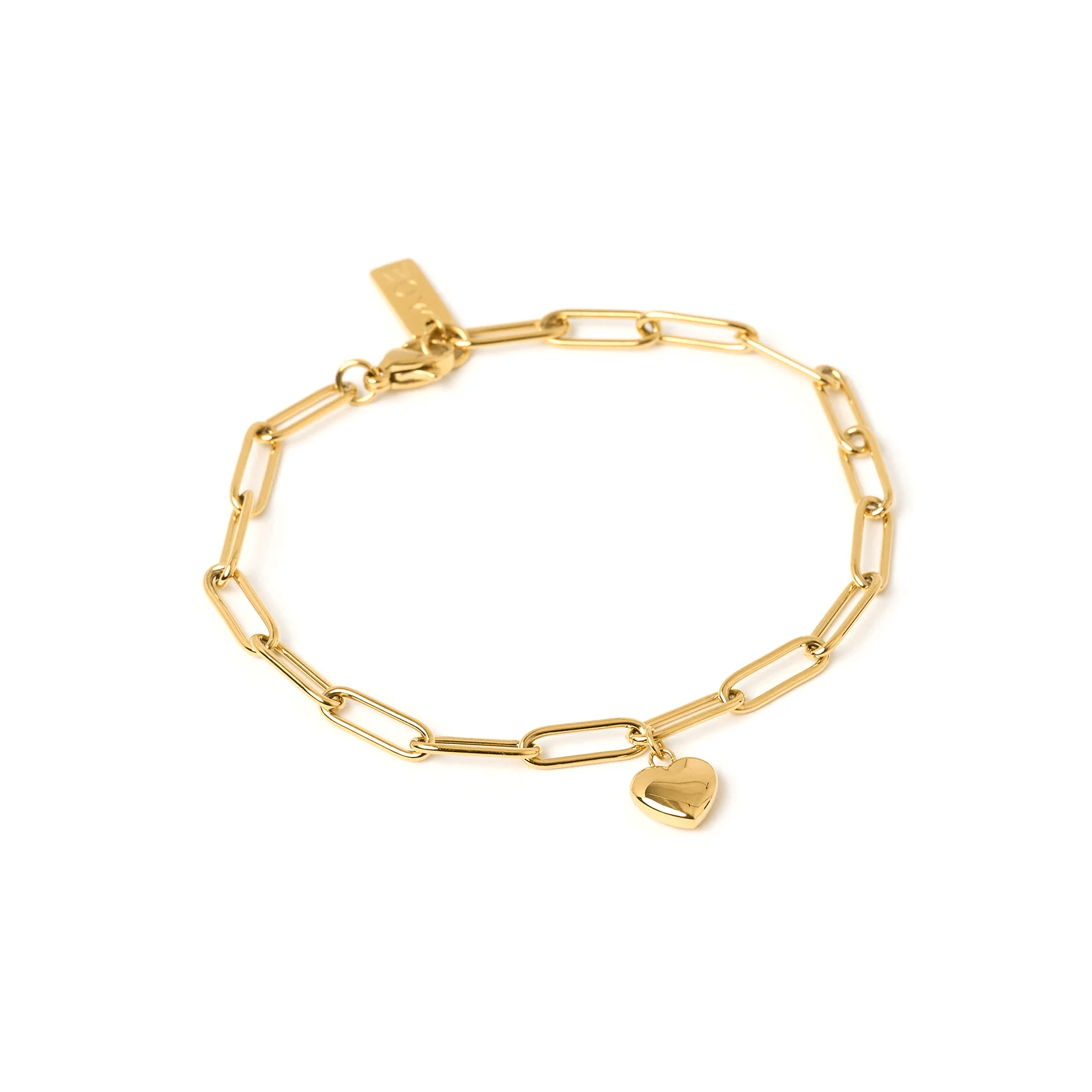 Gold link bracelet with a heart