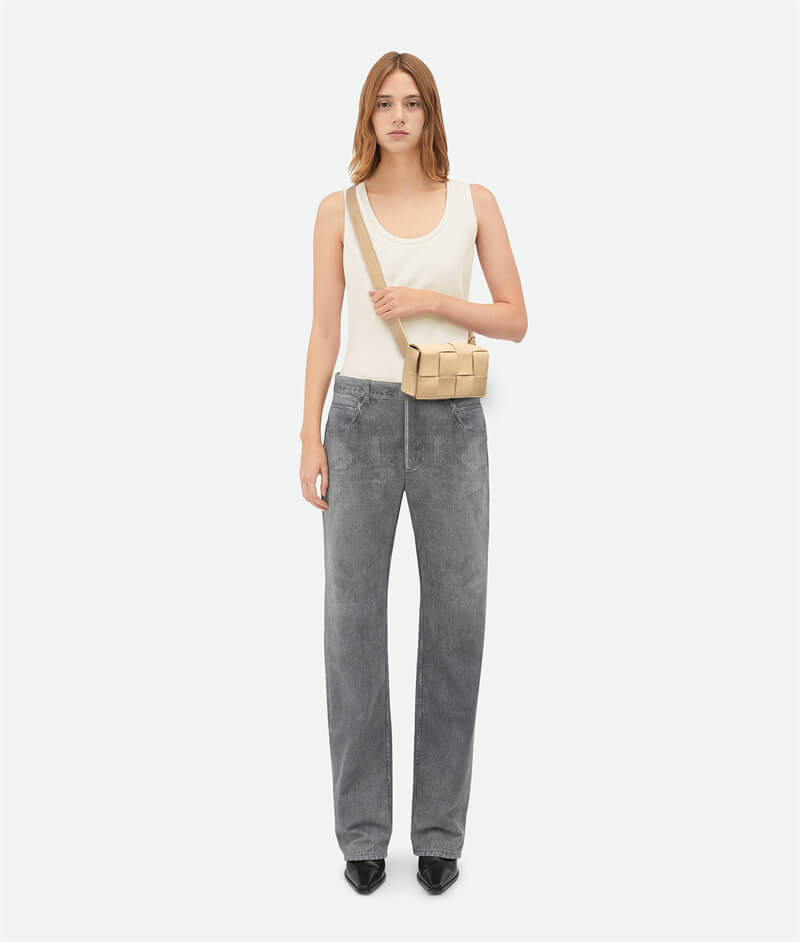 Mini Cassette Cross-Body Bag Beige On Model