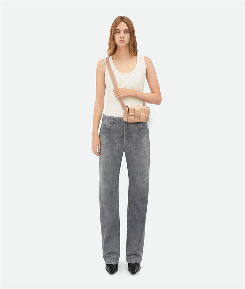 Mini Cassette Cross-Body Bag Nude On Model
