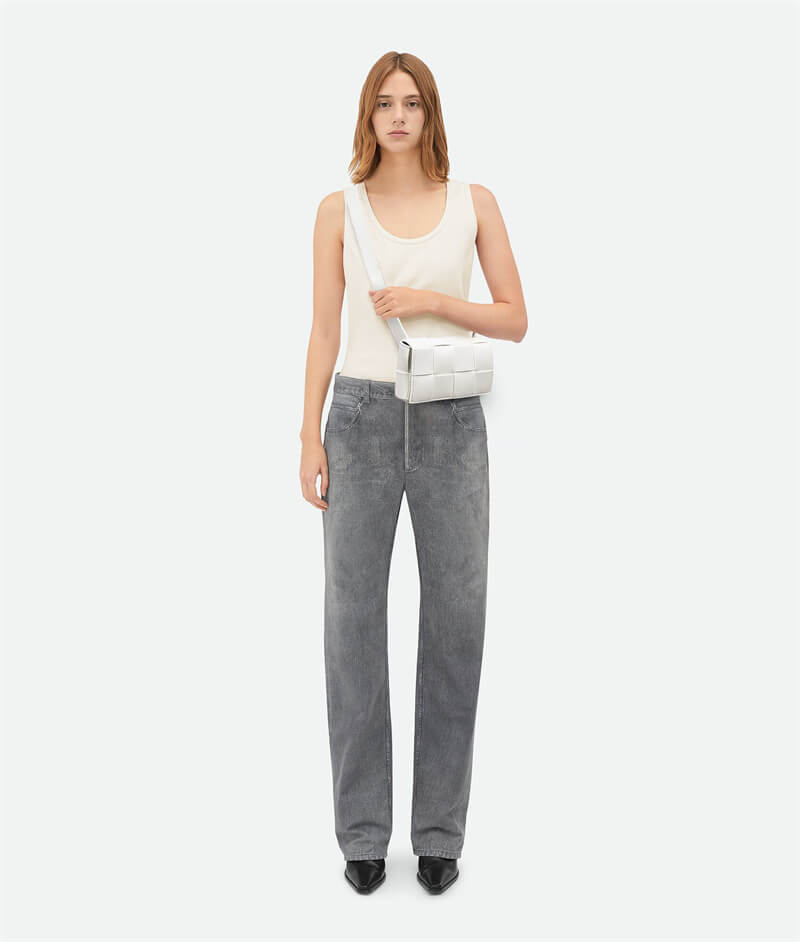 Mini Cassette Cross-Body Bag White On Model