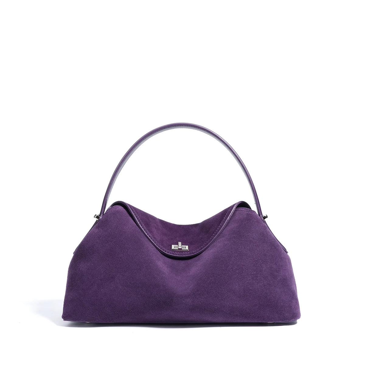 Valentina Bowler suede bowling bag in Purple