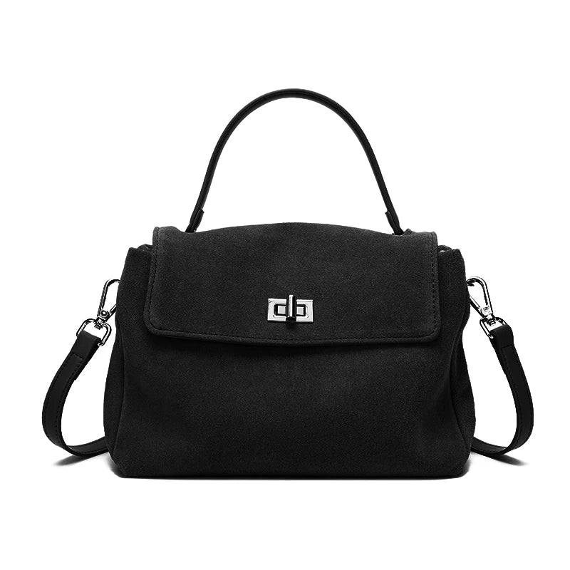 Valentina Nova suede shoulder bag in Black
