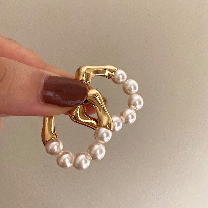 Gold Pearl Hoop Earrings