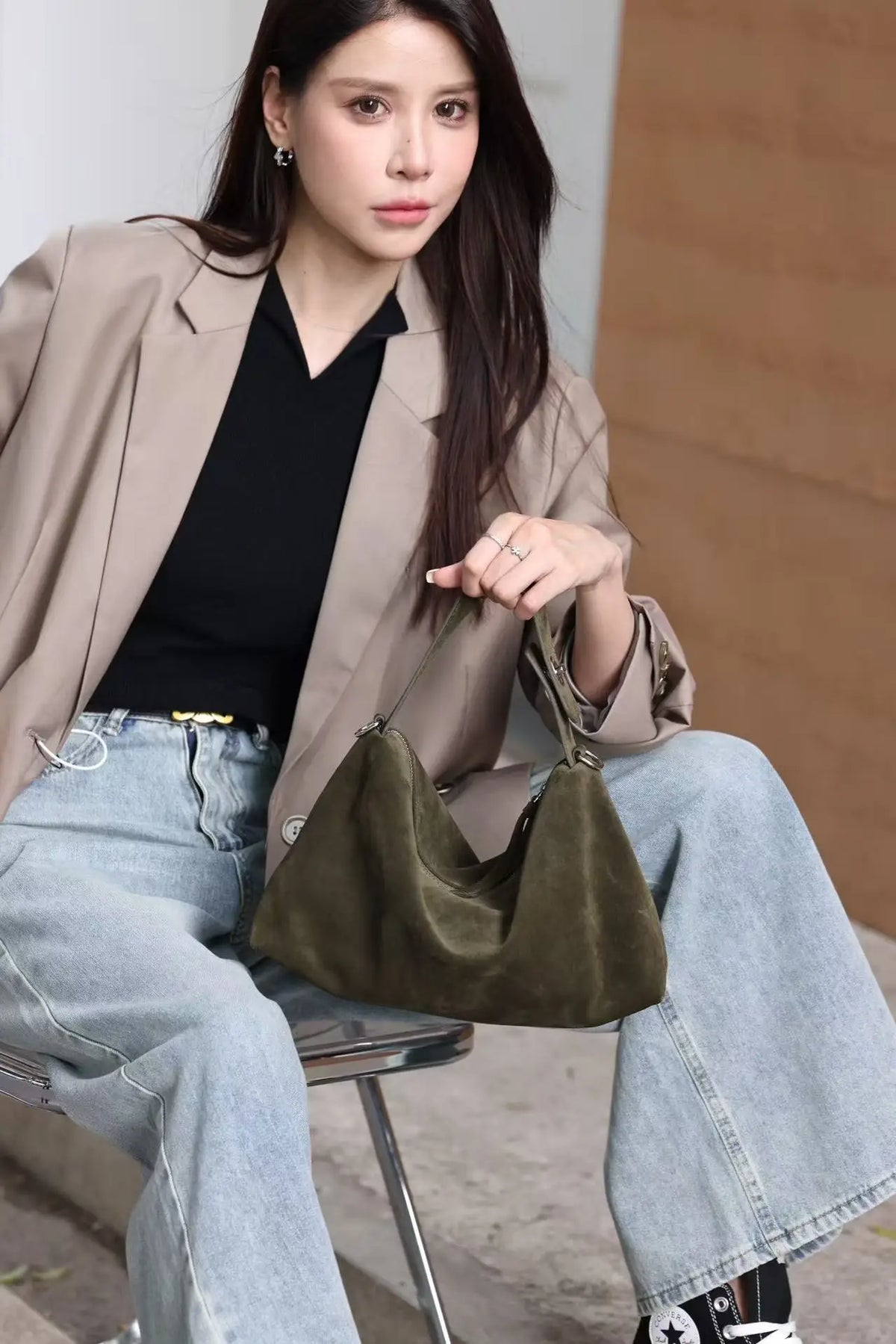 Valentina Calma tote in Velvet Green