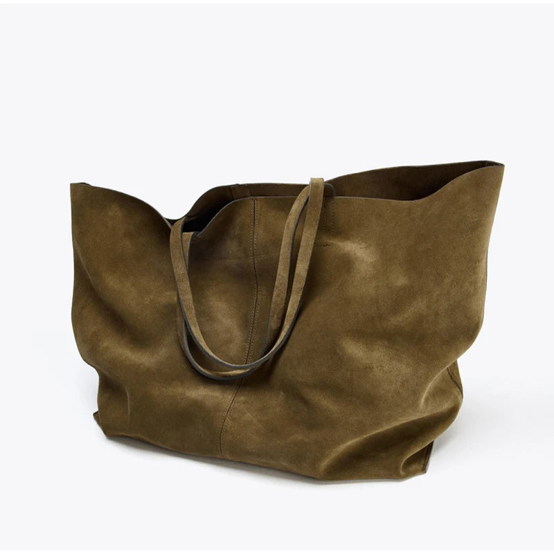 Valentina Bello tote in Coffee, back view
