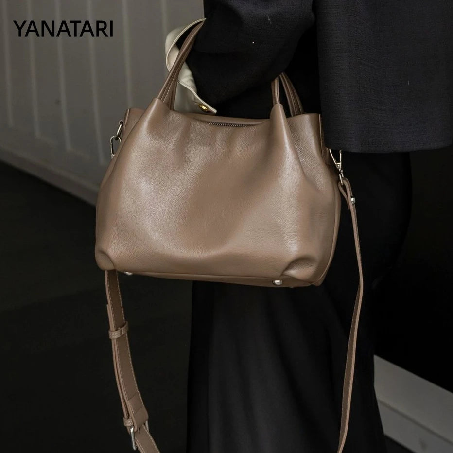 Valentina Tufo bucket bag in Ivory, front view