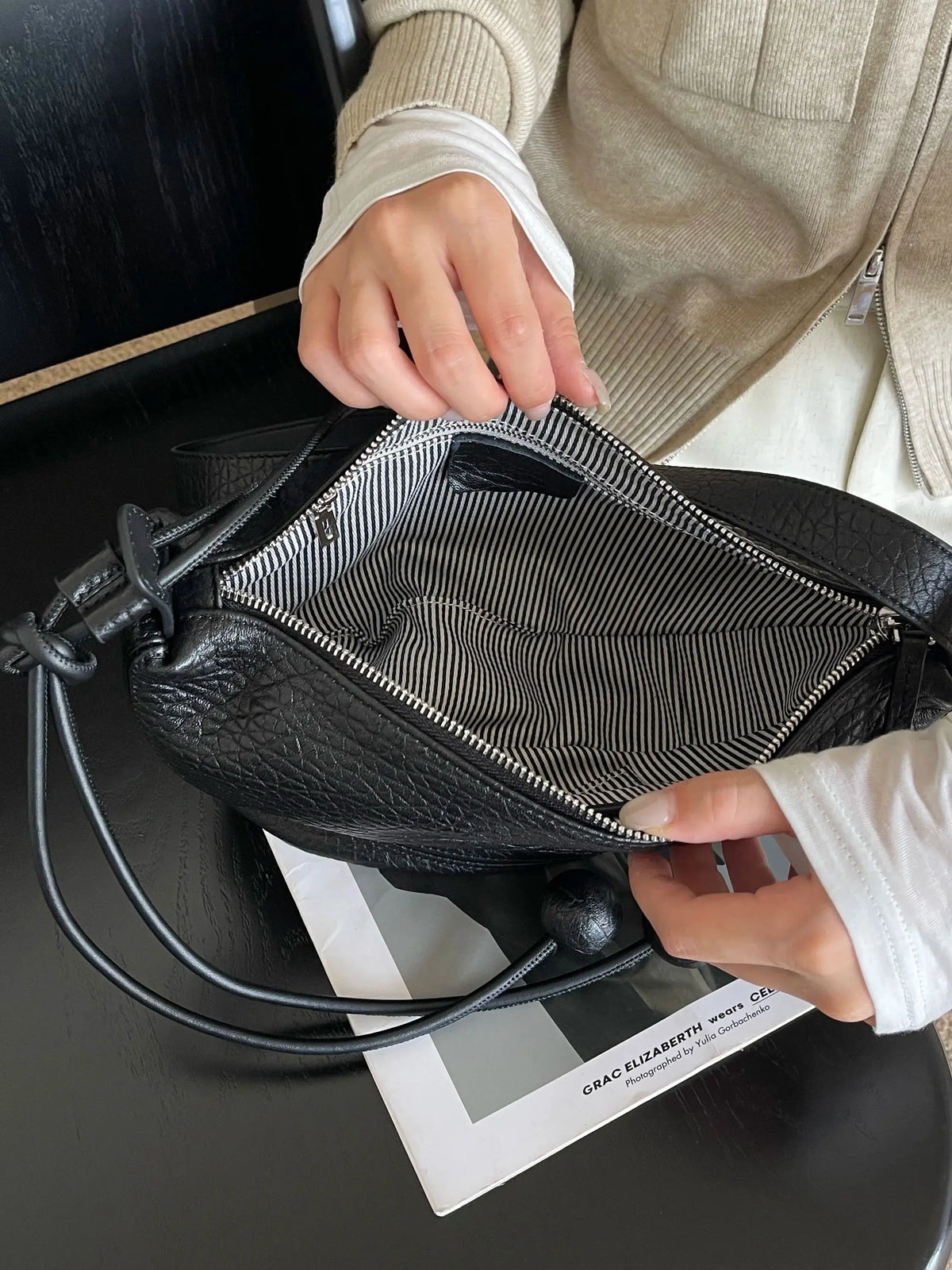 Valentina Pino crossbody bag in Black, back view