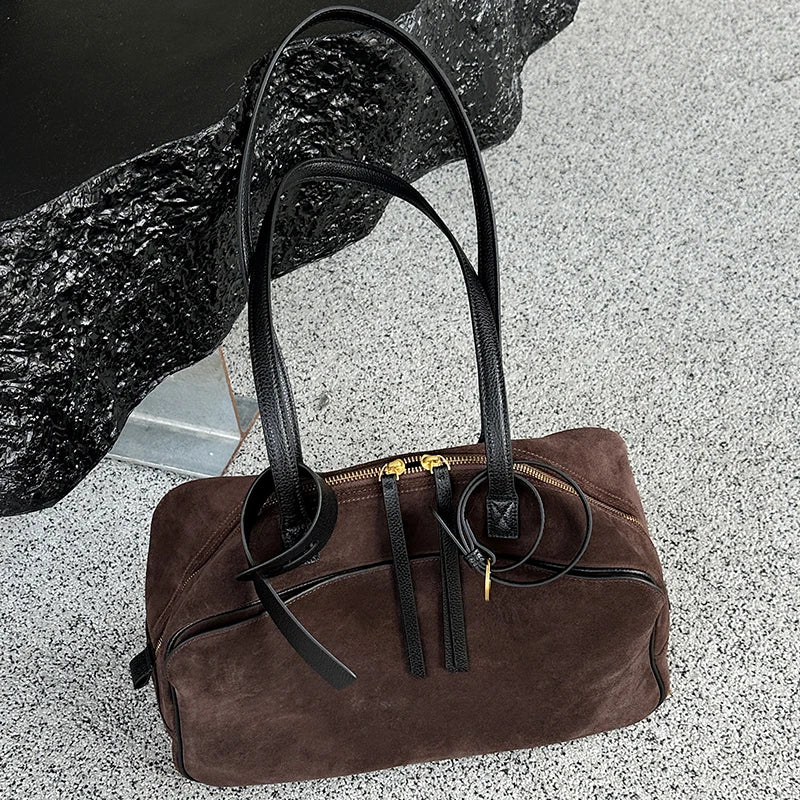 Valentina Haven oversized suede tote bag in Espresso