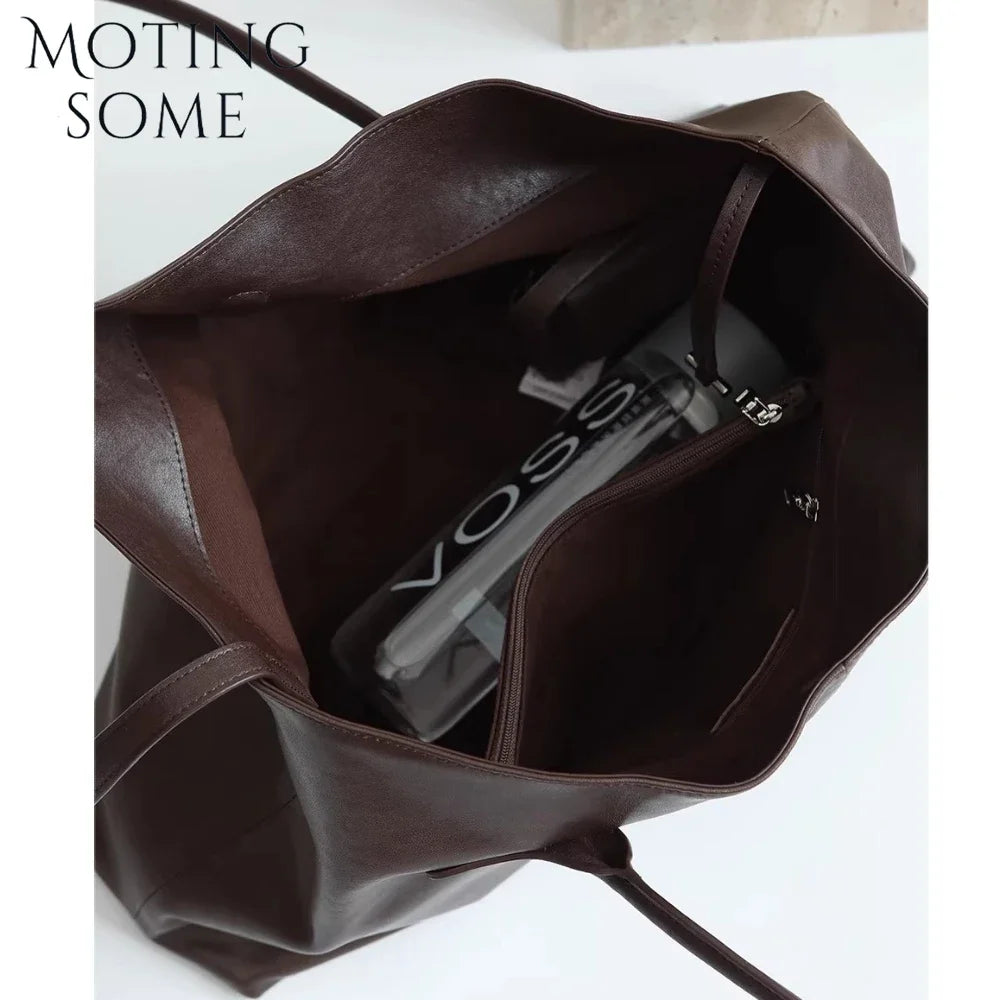 Valentina Nido tote in Coffee, interior