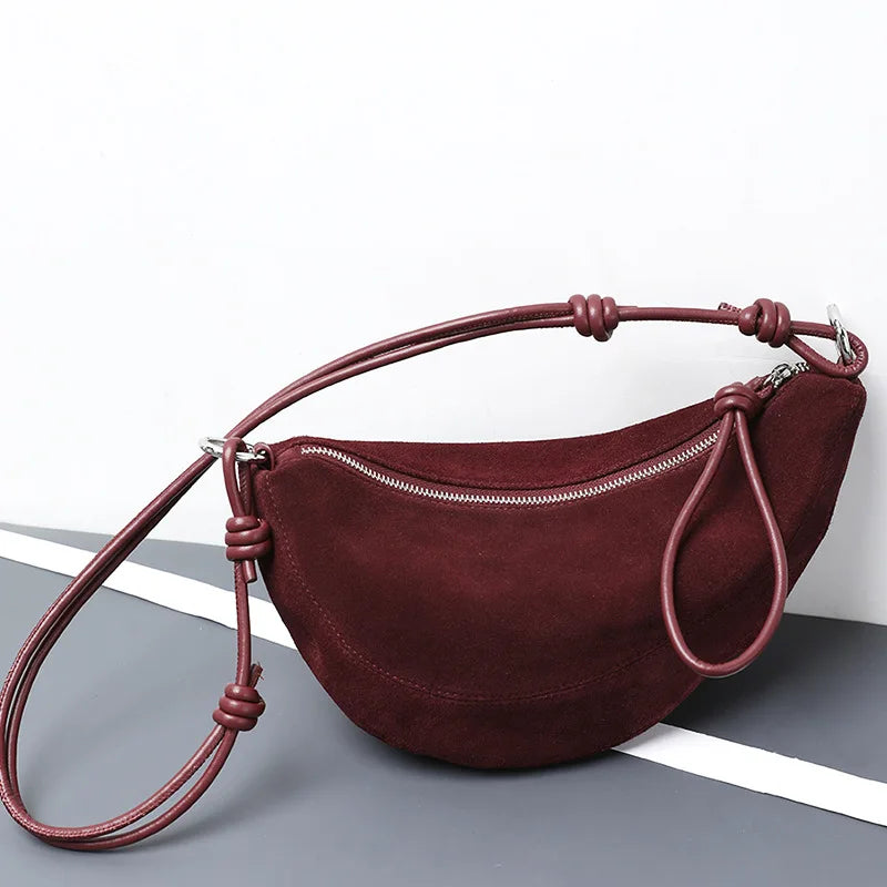 Valentina Bruma crescent bag in Bordeaux