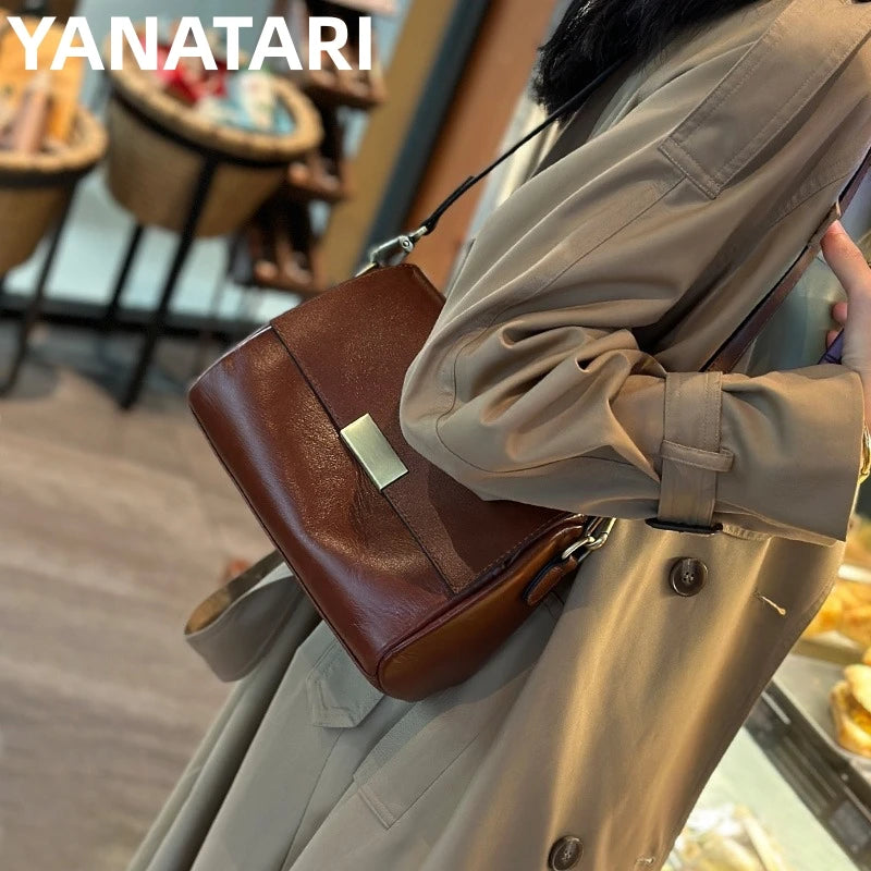 Valentina Cedro crossbody bag in Coffee, front view