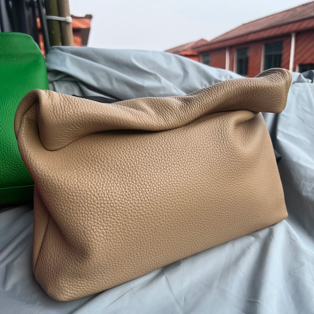 Valentina Lido top-handle bag in Camel