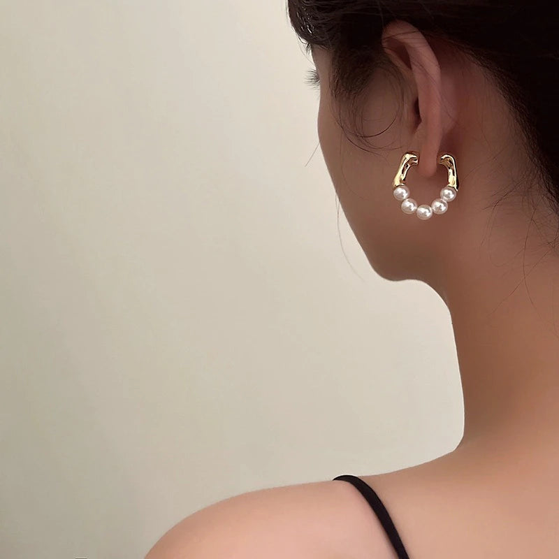 Gold Pearl Earrings