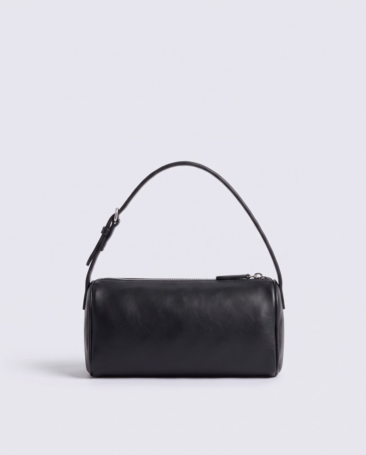Alba barrel shoulder bag in Black leather – back view