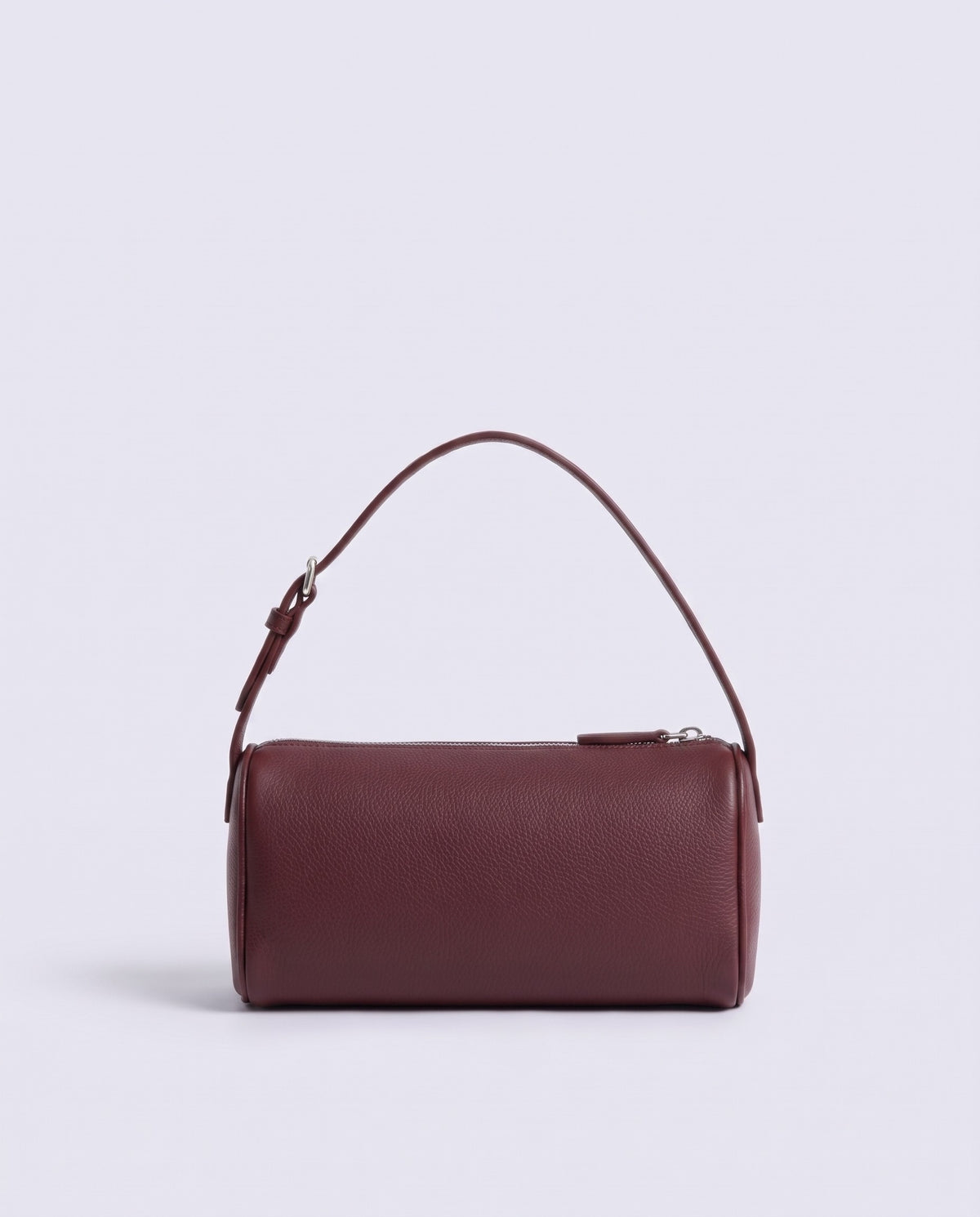 Alba barrel shoulder bag in Burgundy leather – back view