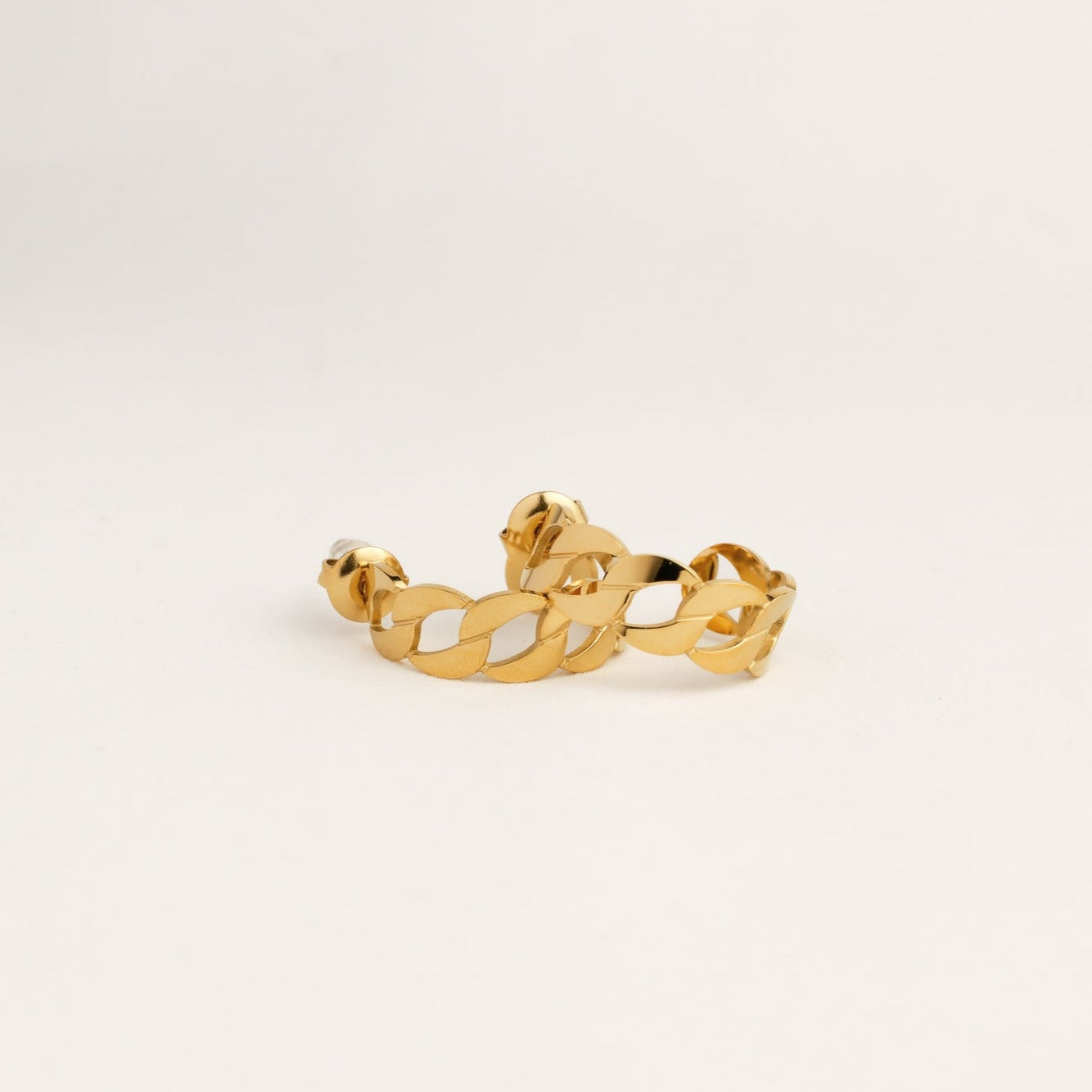 Gold link chain hoop earrings