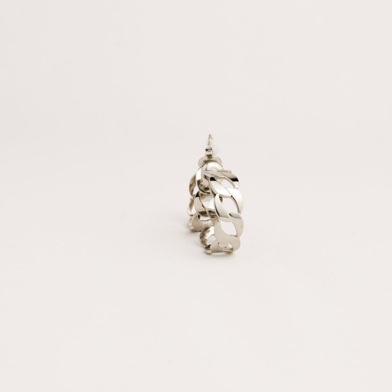 Silver link chain hoop earrings