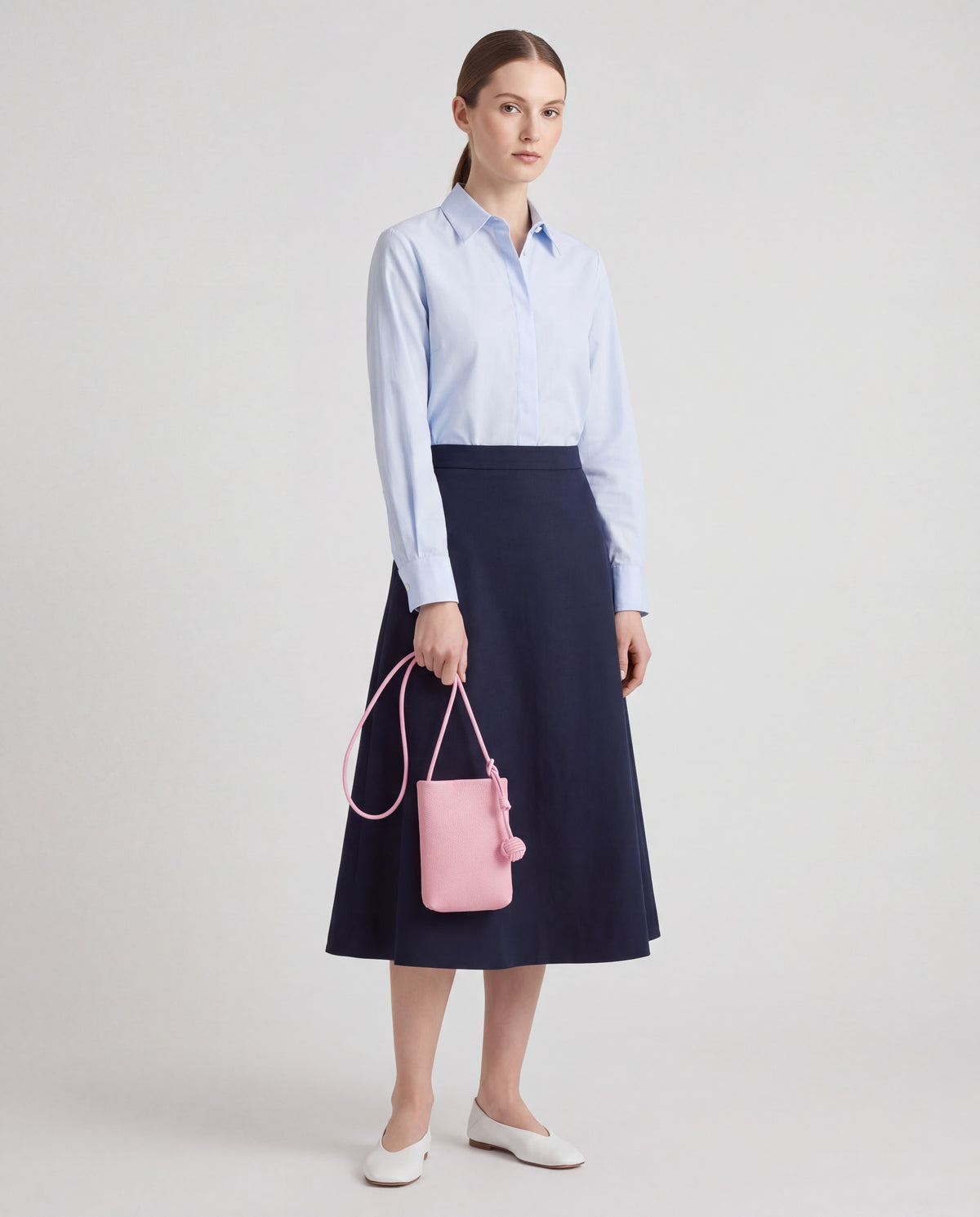 Cara bag in Blush – worn by model, close-up