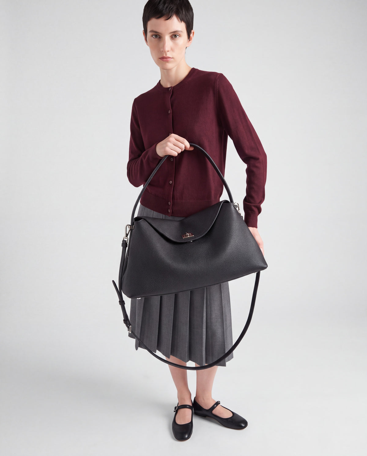 Corda bag in Black – worn by model, close-up