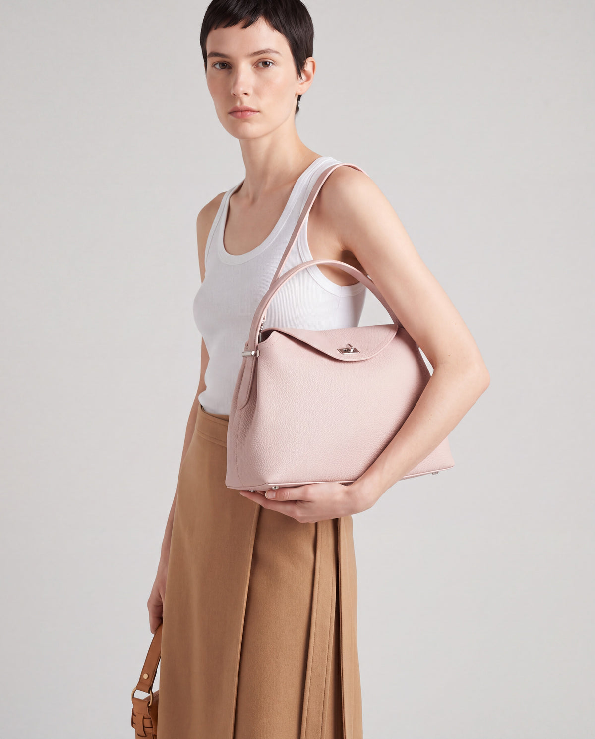 Corda bag in Blush – worn by model, close-up