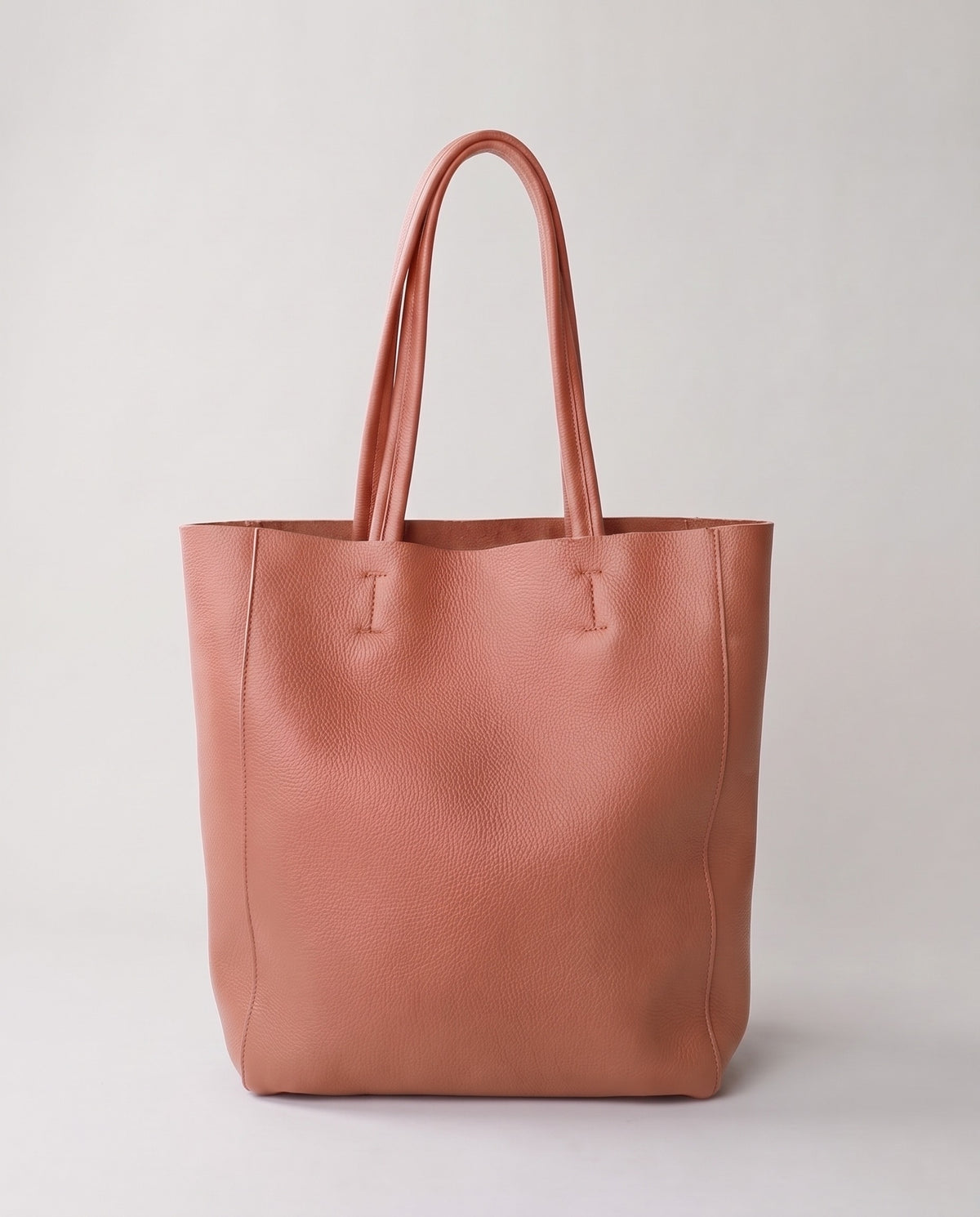 Costa leather tote in blush, front view