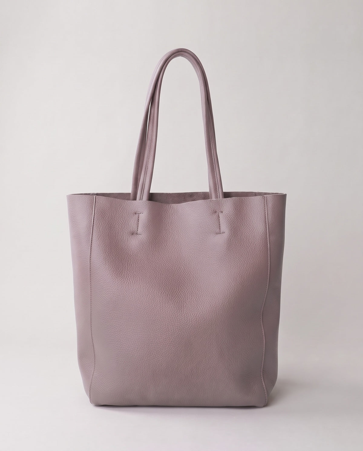 Costa leather tote in grey, front view