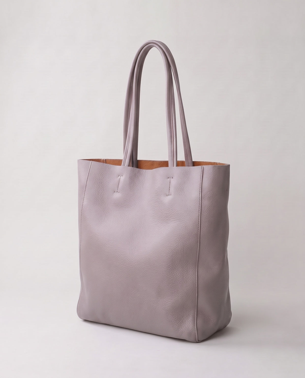 Costa leather tote in grey, three-quarter view