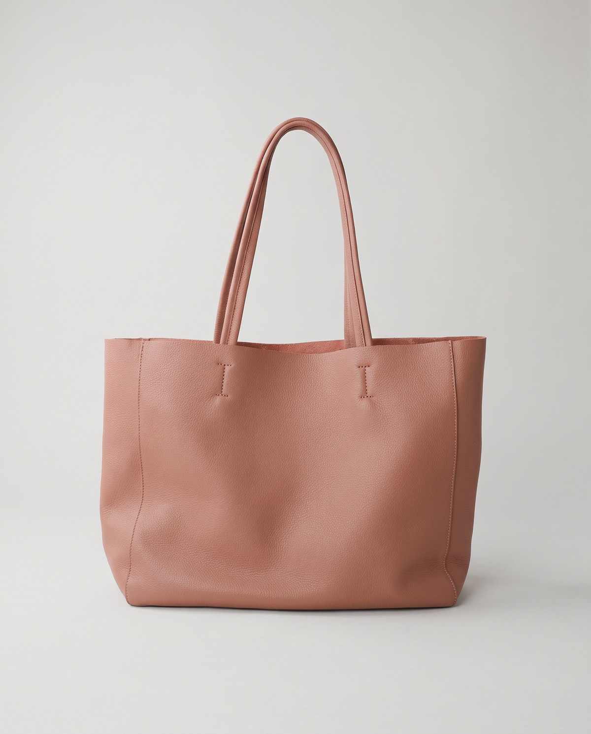 Costa leather tote in rose, front view