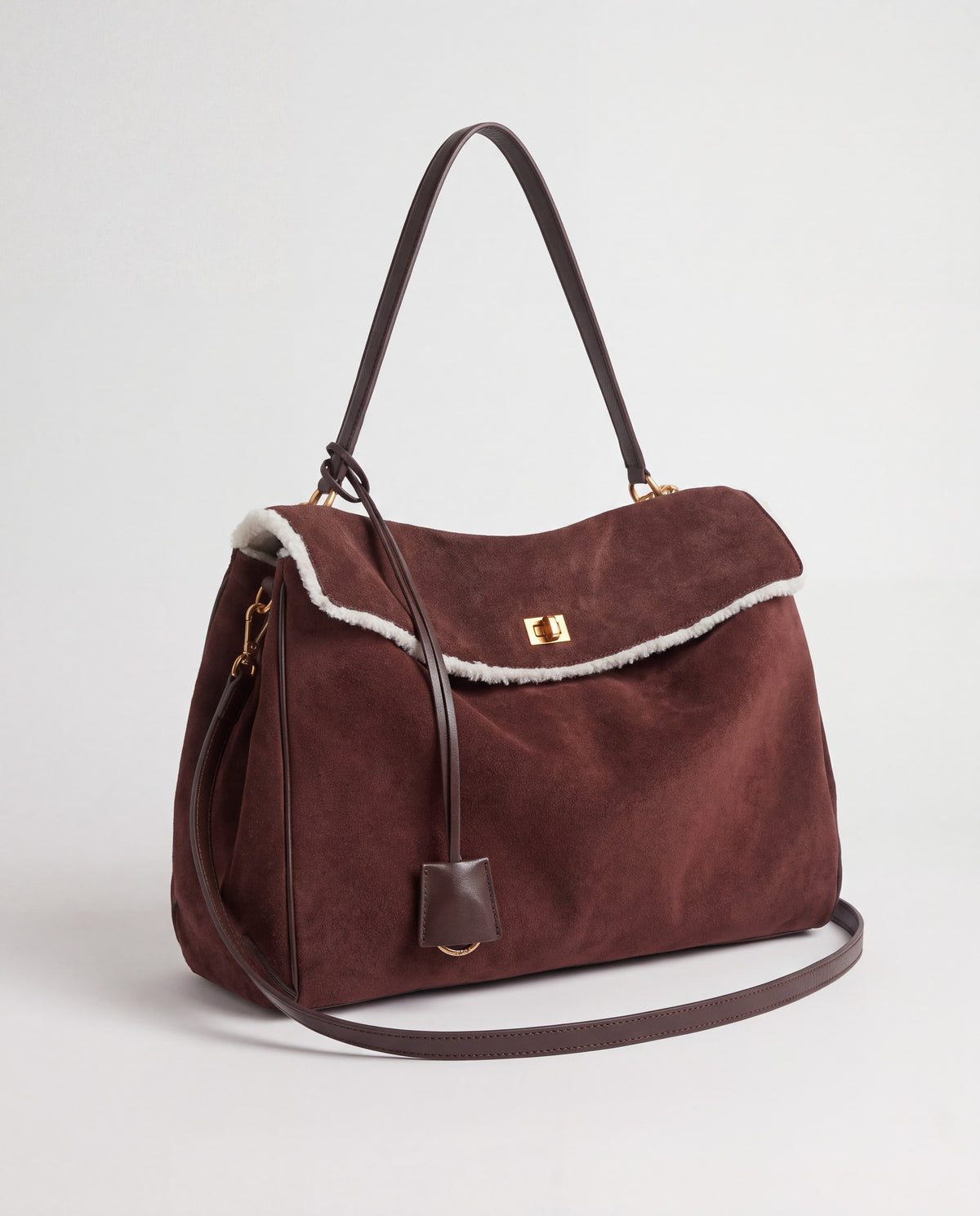 Dolce Large bag in Mahogany – three-quarter view