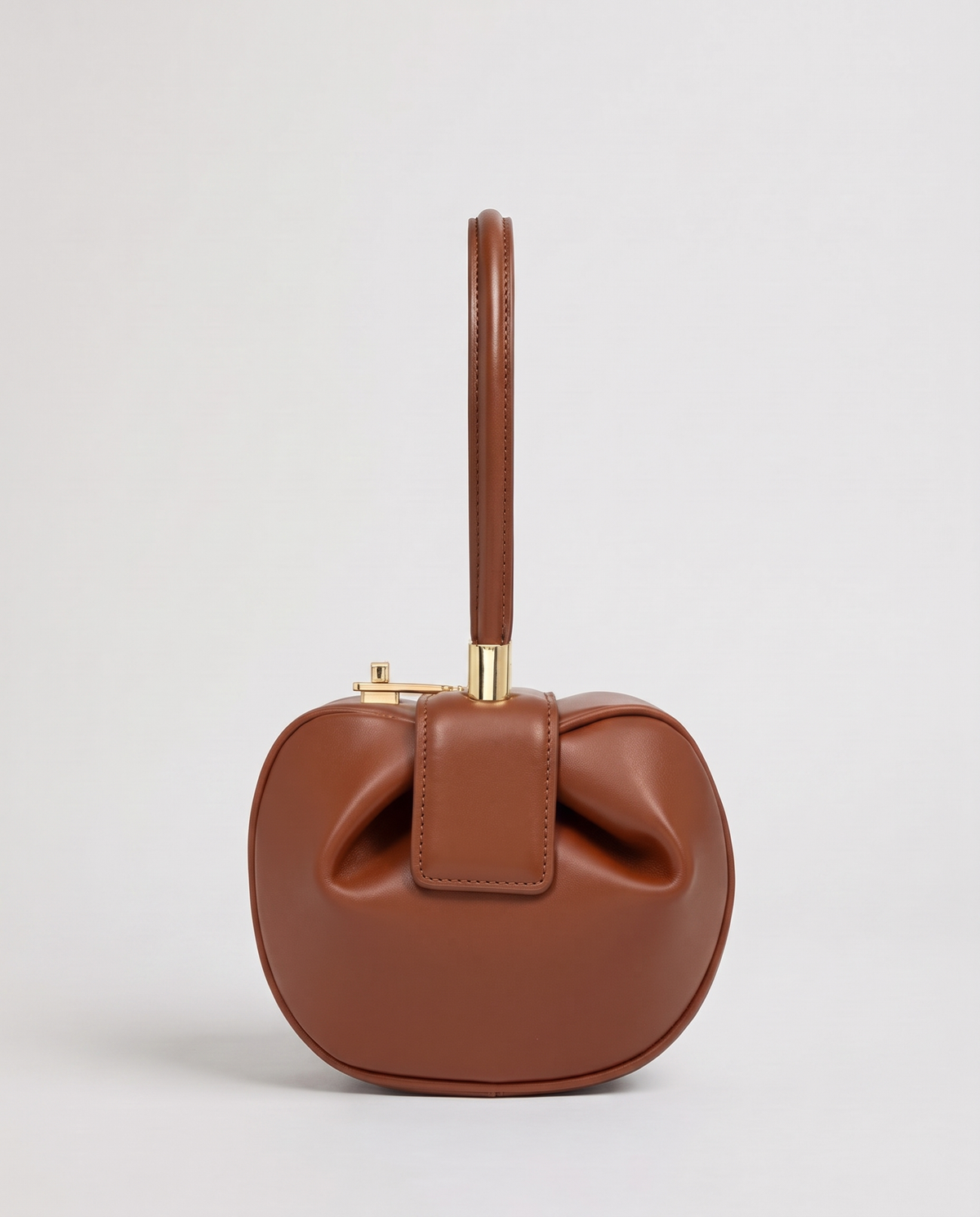 Dumpling Maxi leather top-handle bag in Brown – front view