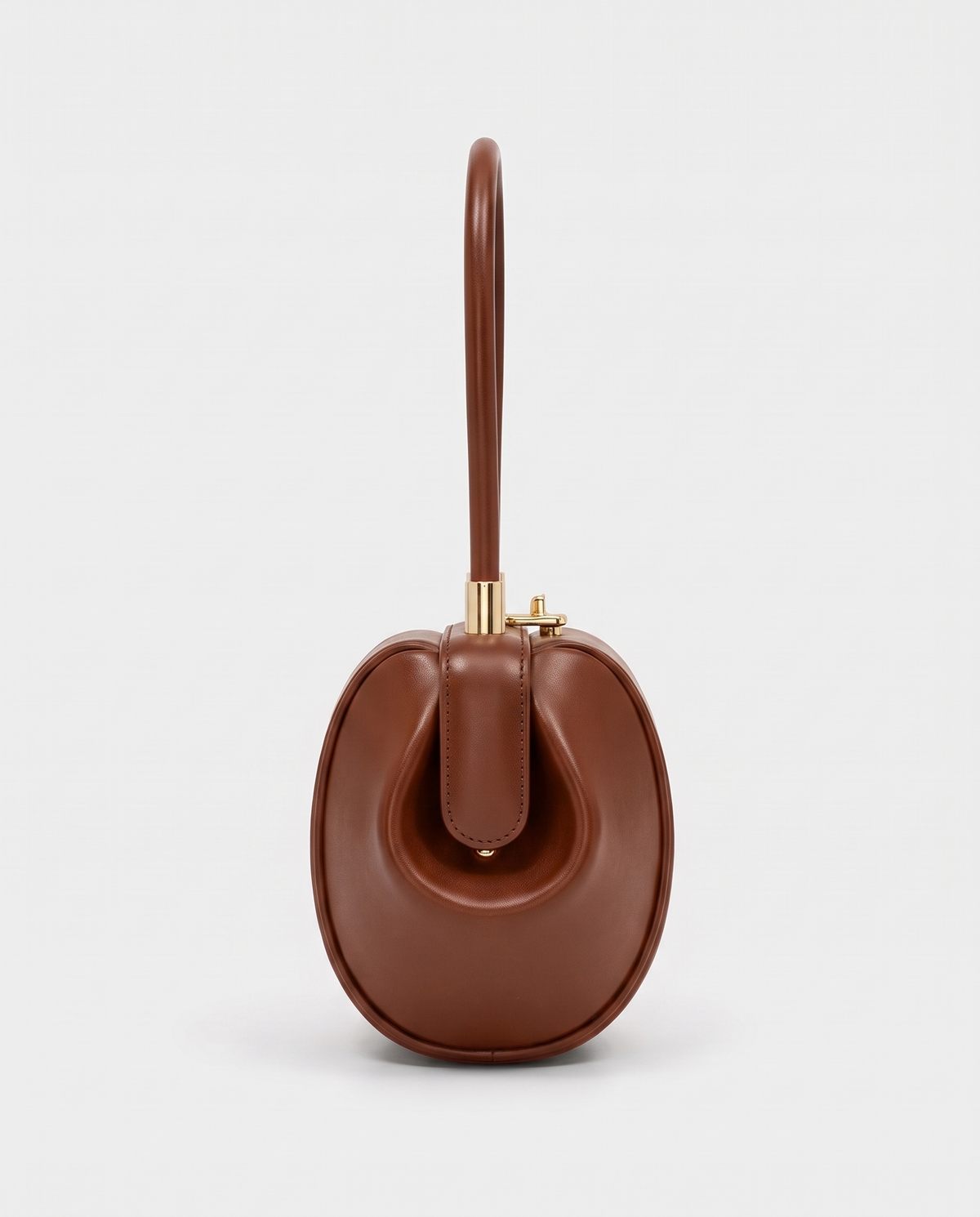 Dumpling Mini leather top-handle bag in Brown – side view