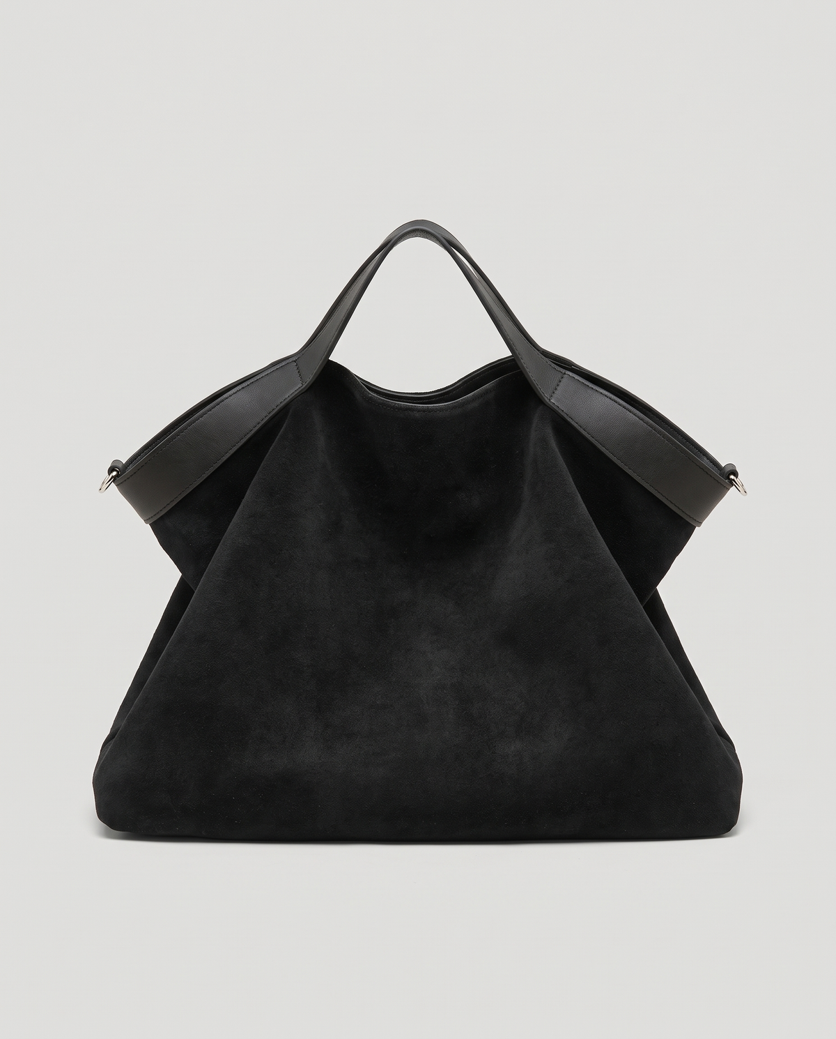 Forte suede tote in black, front view