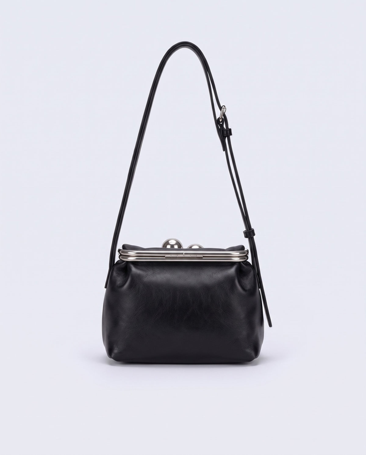 Garda leather frame bag in Black – back view