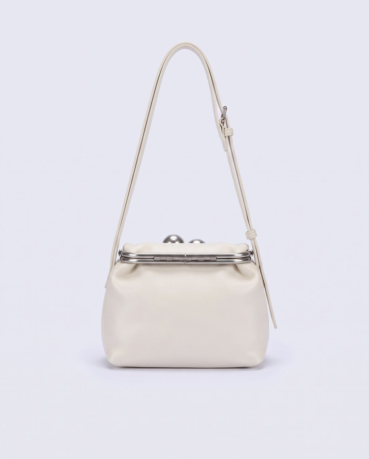 Garda leather frame bag in Ivory – back view