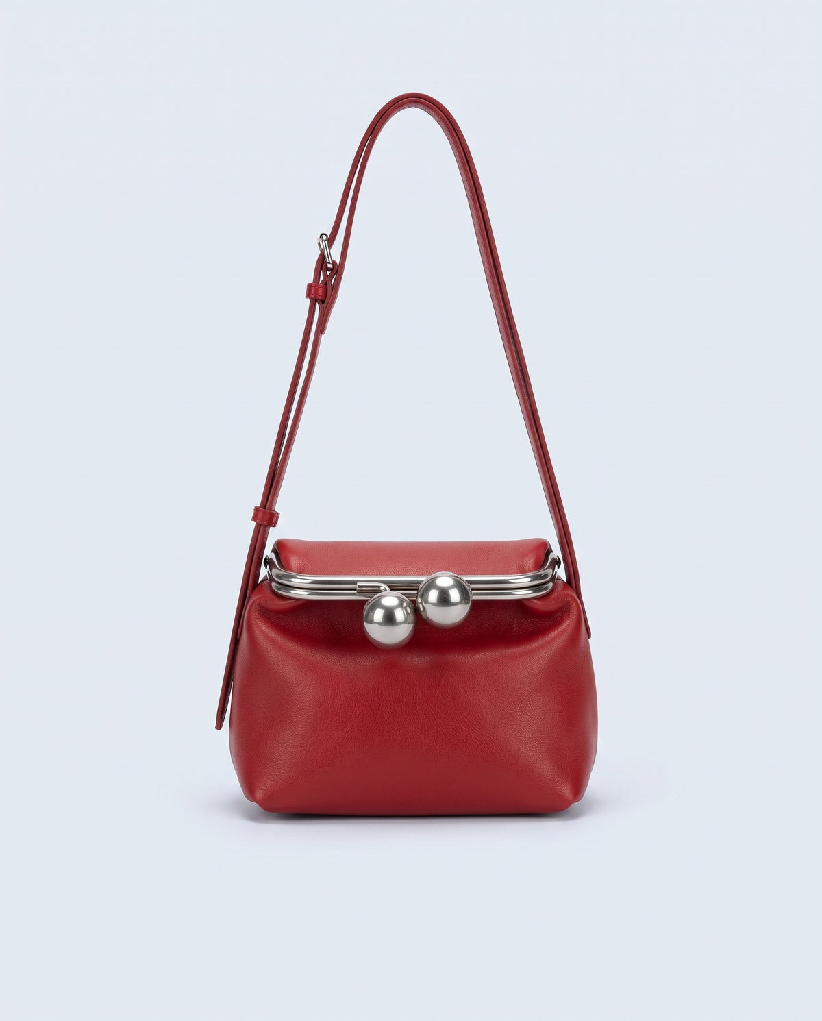 Garda leather frame bag in Red – front view