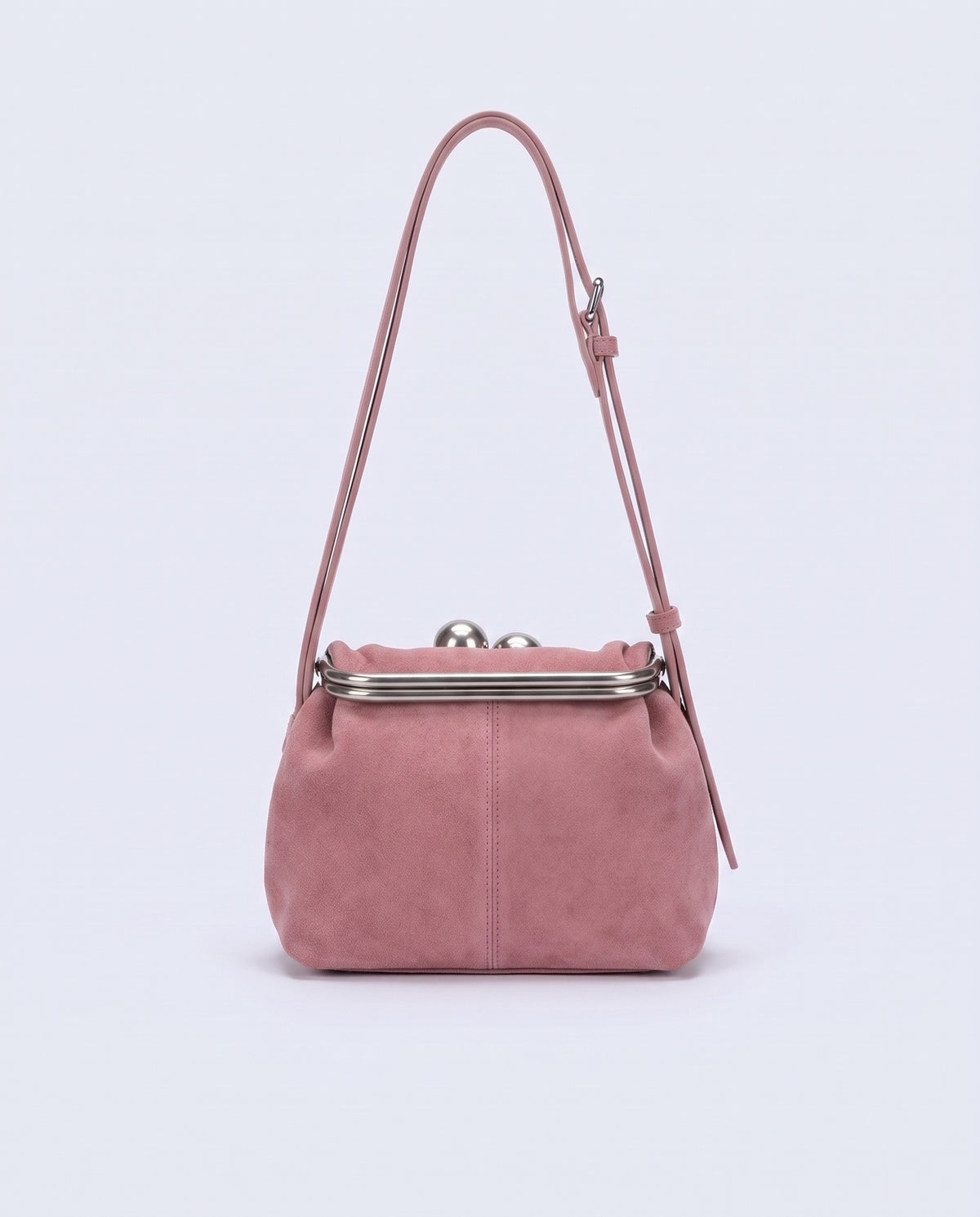 Garda suede frame bag in Rose – back view