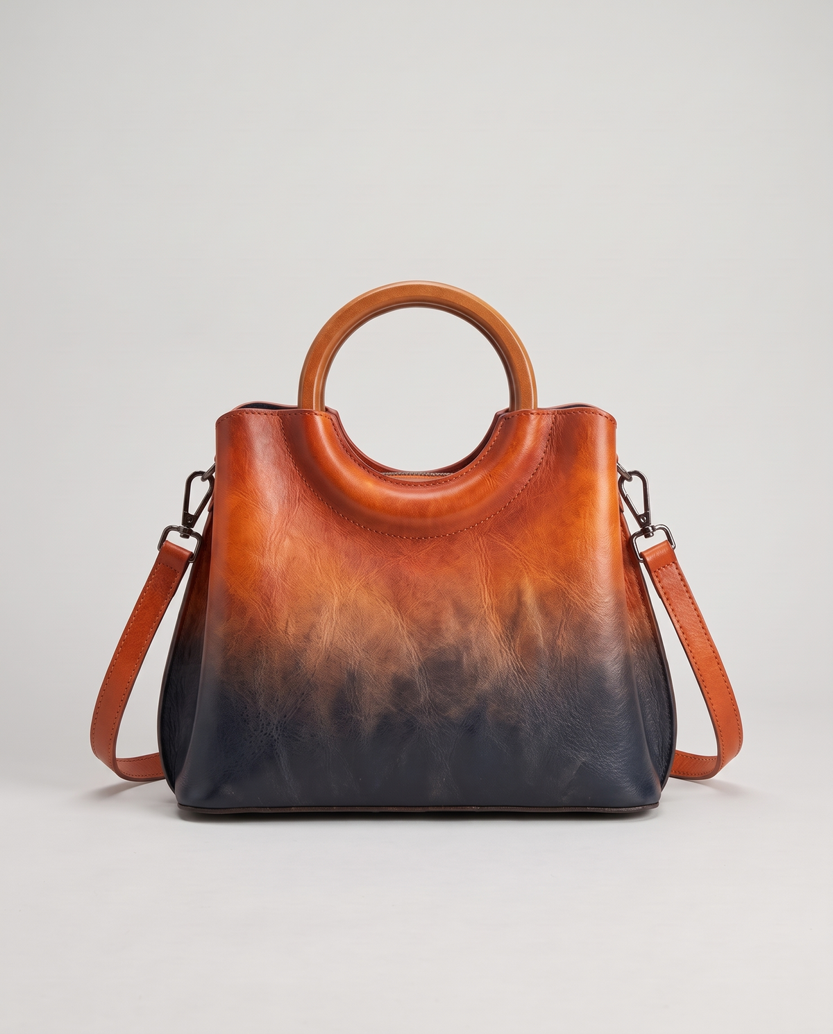 Ombra hand-painted ombré leather bag in Orange – back view