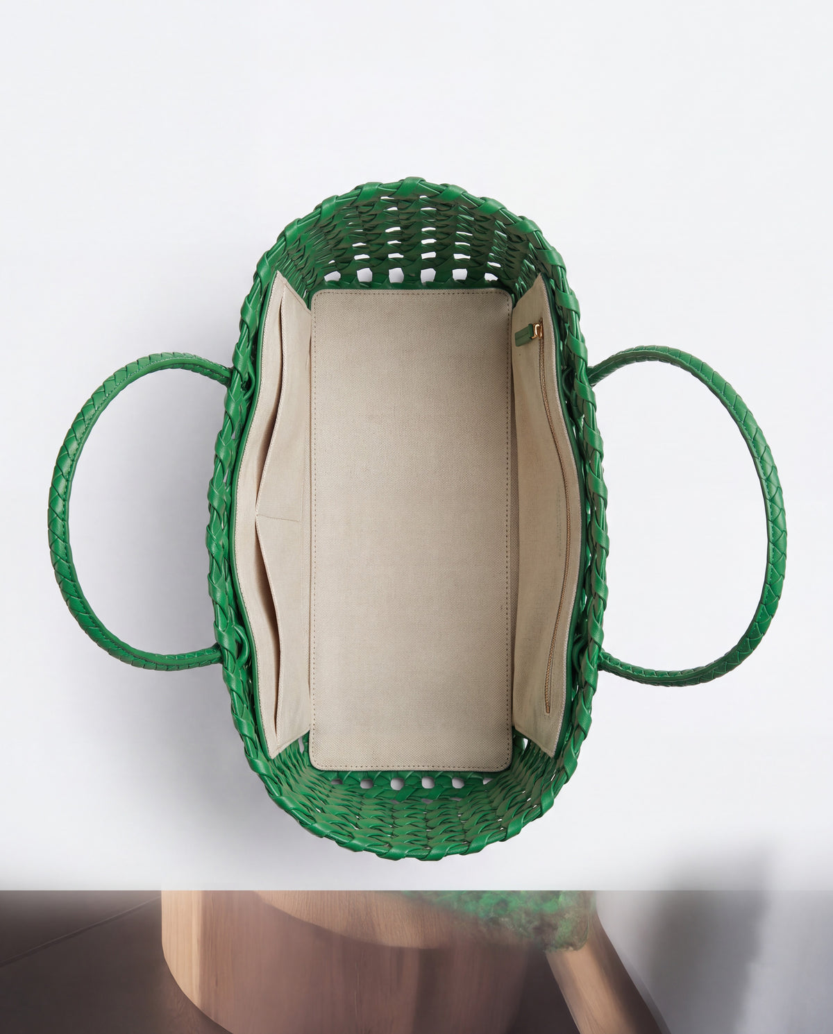 Lattice bag in Green – interior view