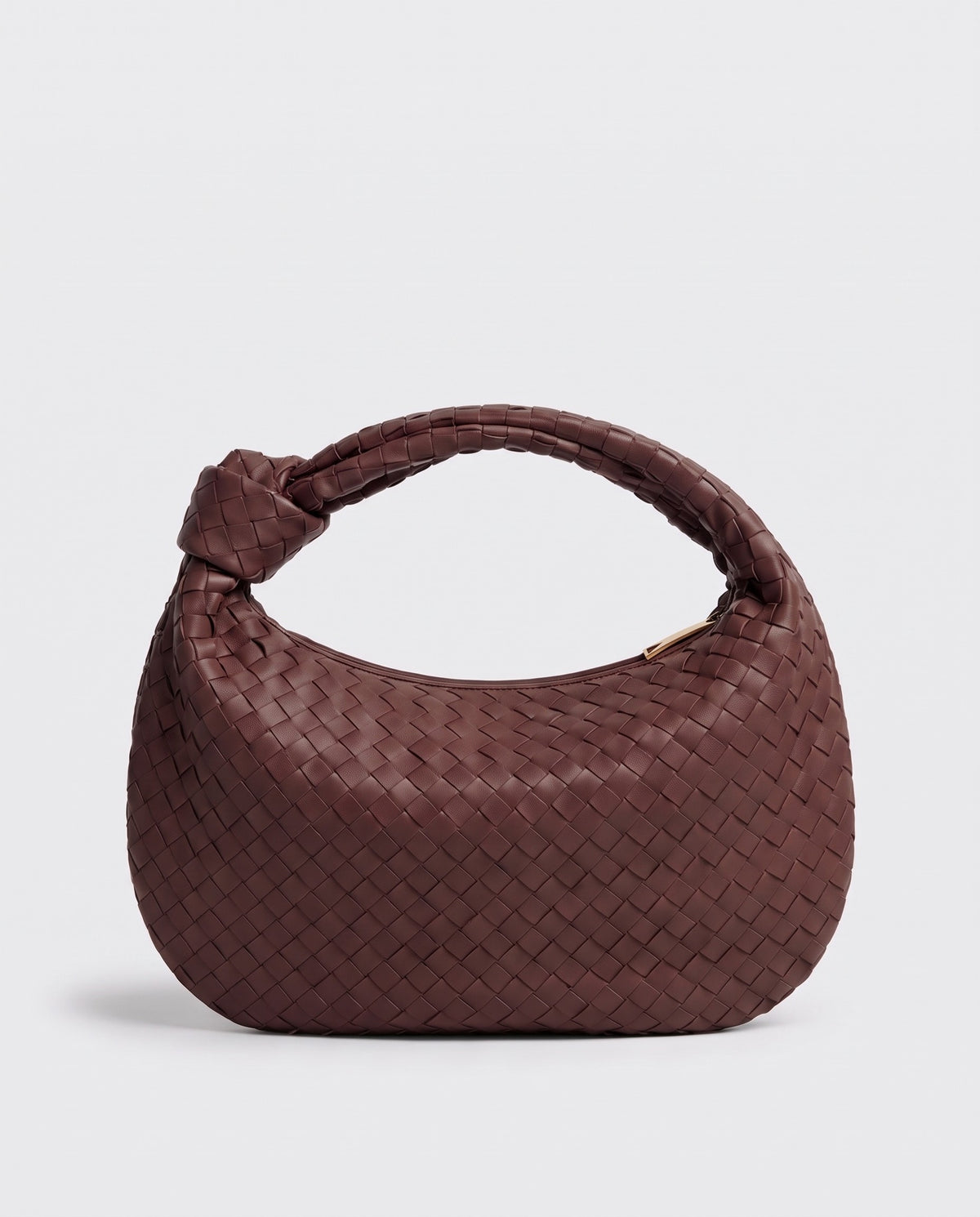 Knot Maxi woven leather shoulder bag in Chestnut – back view
