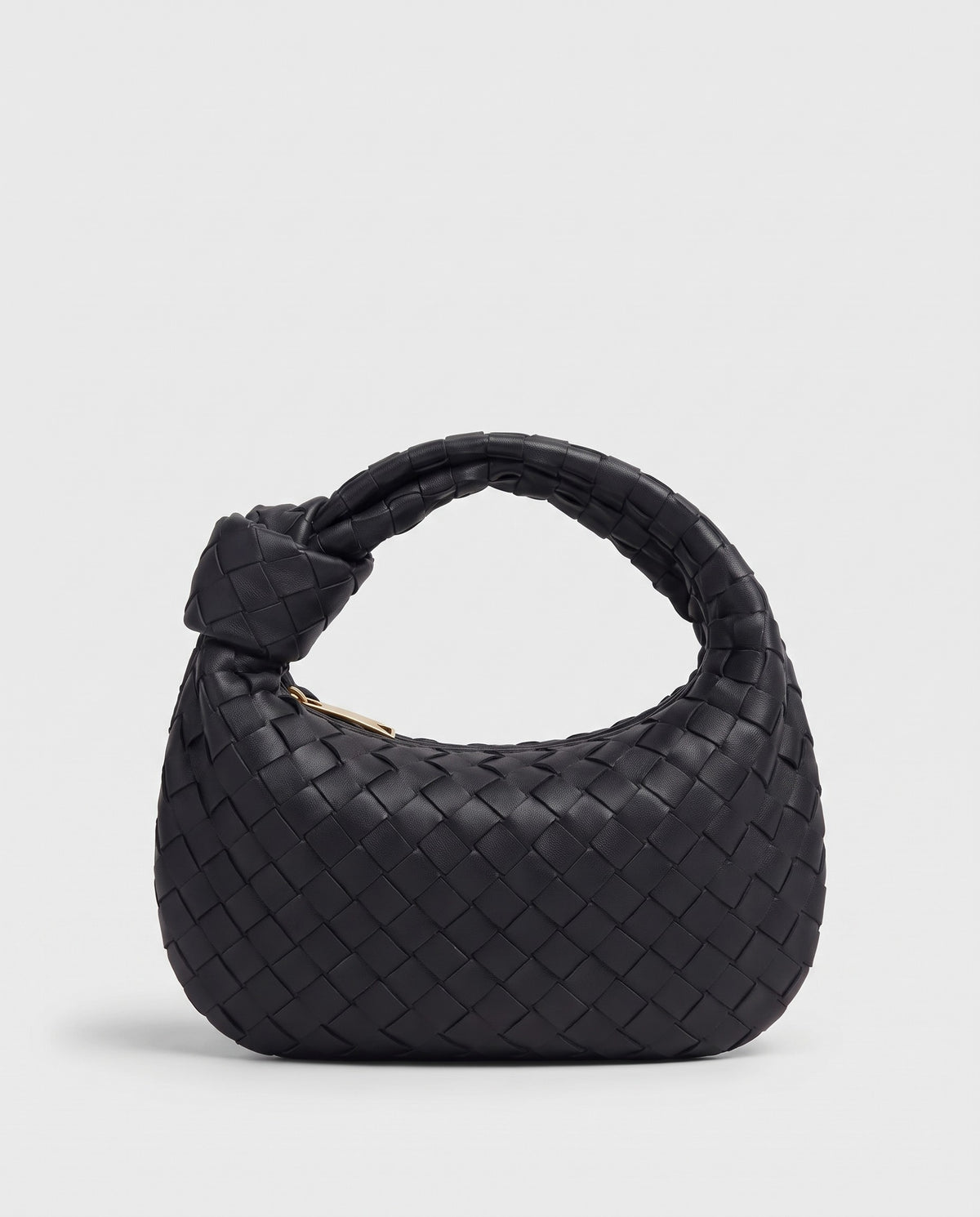 Knot Midi woven leather bag in Black – back view