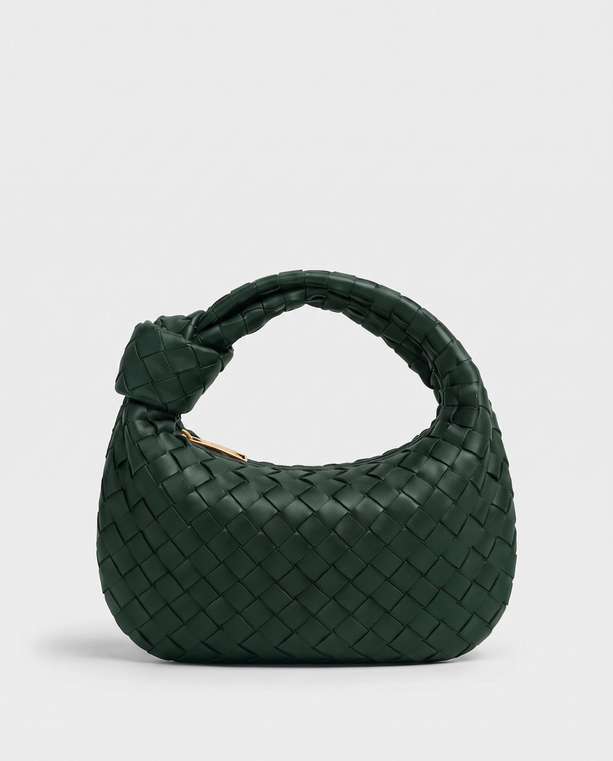 Knot Midi woven leather bag in Forest – back view