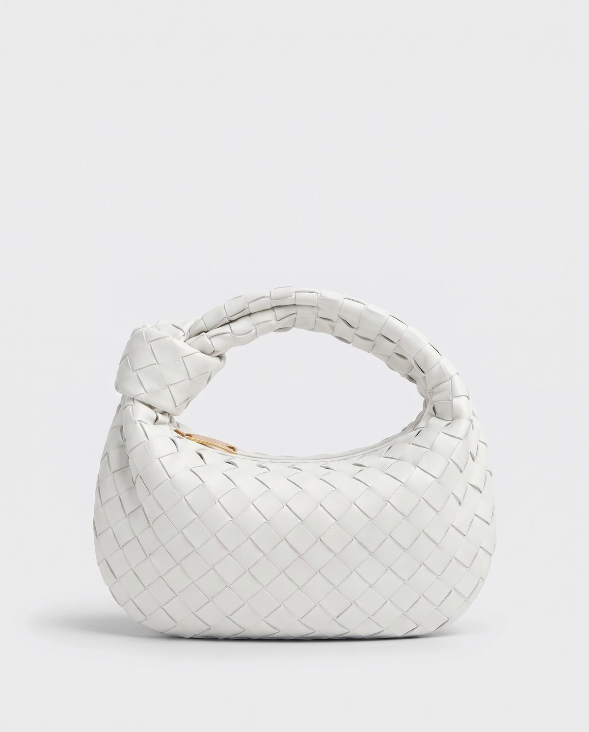 Knot Mini woven leather bag in Chalk – back view