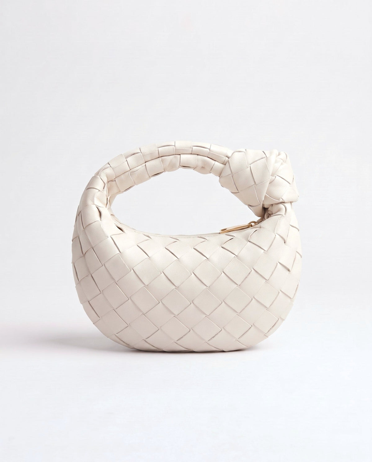 Knot Mini woven leather bag in Chalk – back view