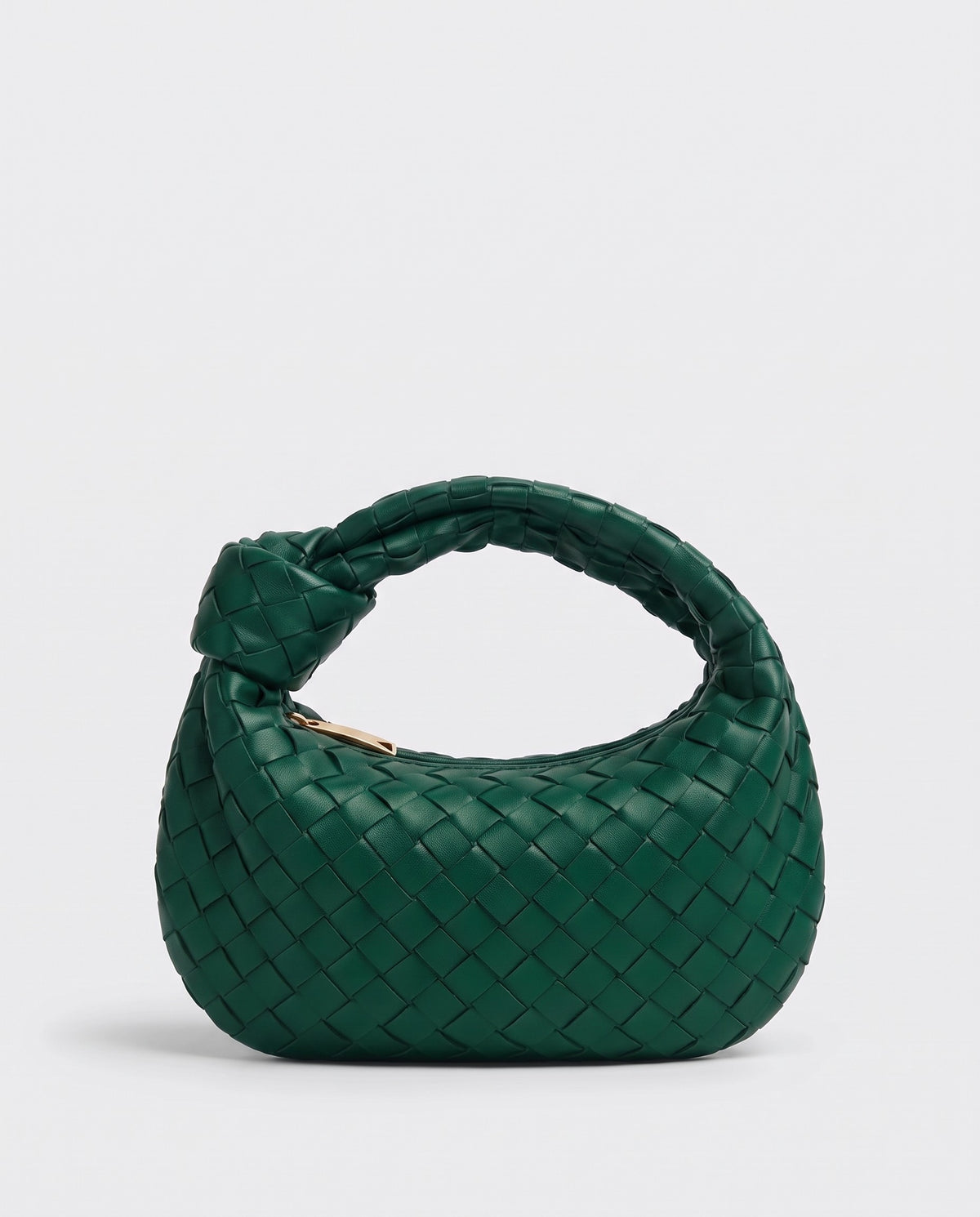 Knot Mini woven leather bag in Emerald – back view