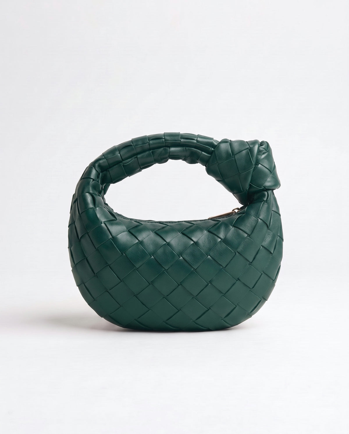 Knot Mini woven leather bag in Emerald – back view